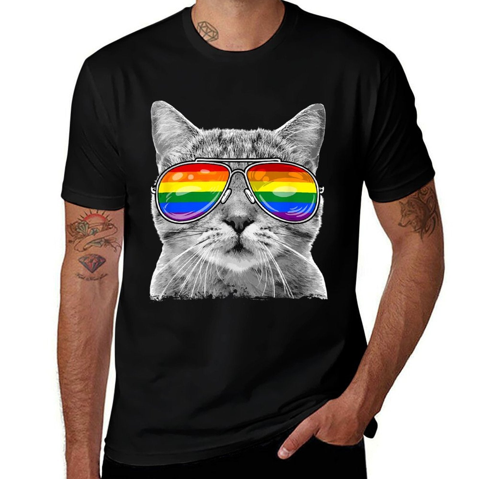 LGBTQ Purride Ally Gay Pride Rainbow Cat Kitten Lover  Durable T-Shirt
