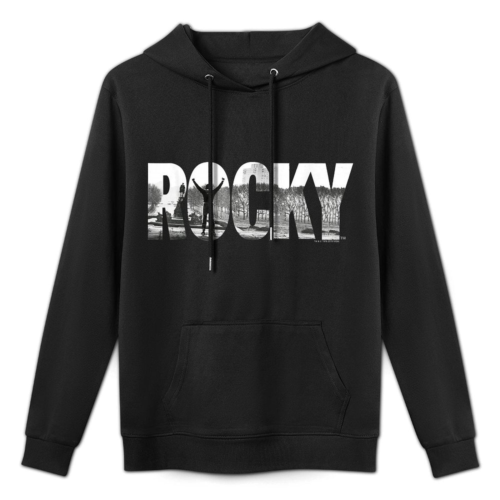Rocky Black Classic Fit, Cotton Crew Neck, Adult Graphic Machine Washable Hoodie