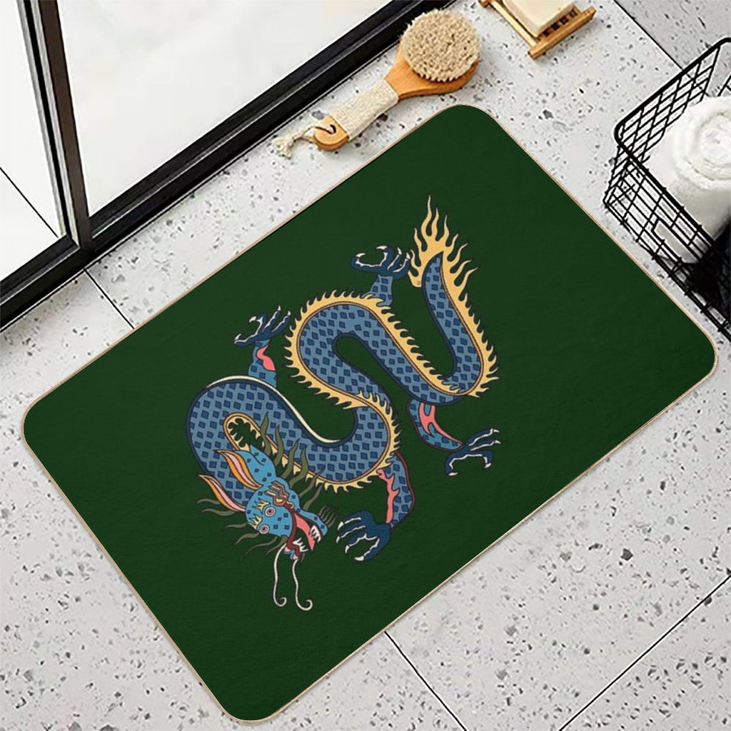 TIBETAN DRAGON RUG-green  Toxin-Free Bath Mat