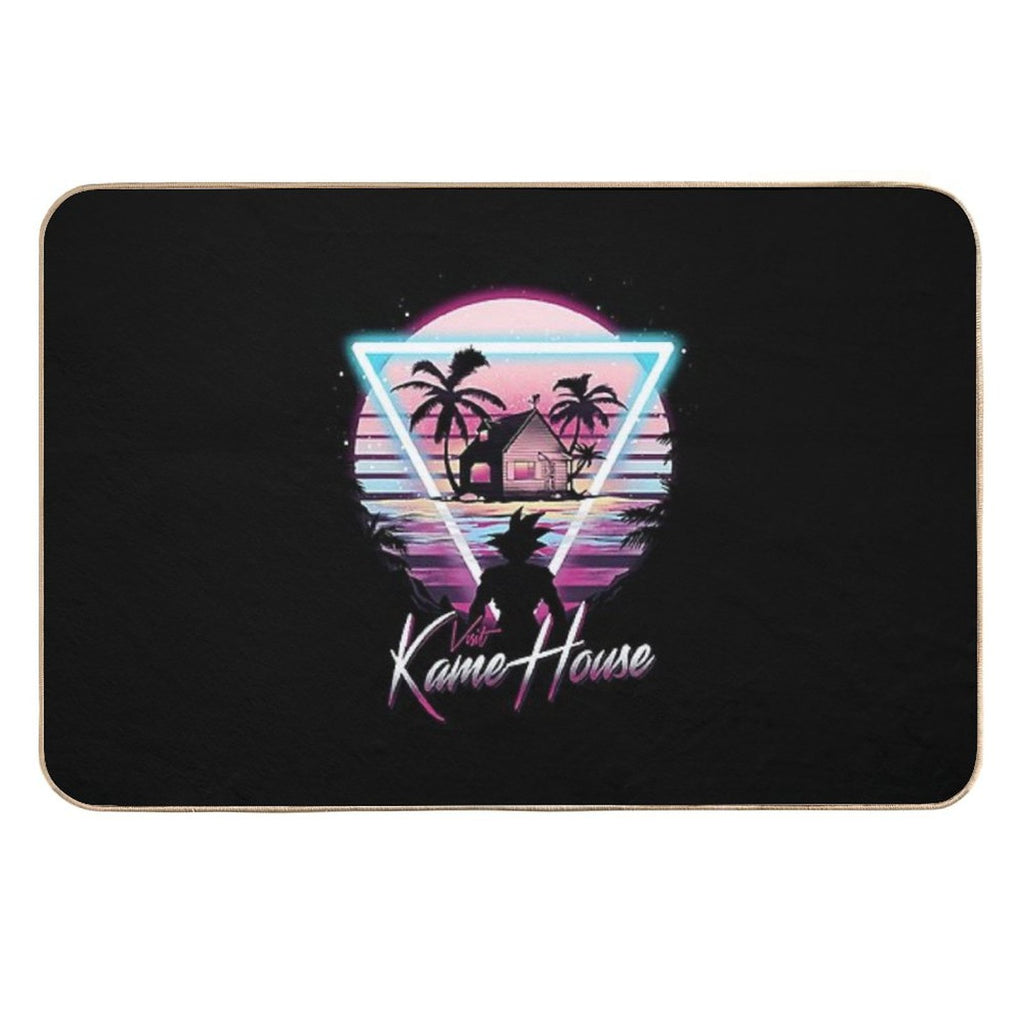 Turtle House Retro T-Shirt  Easy To Clean Bath Mat