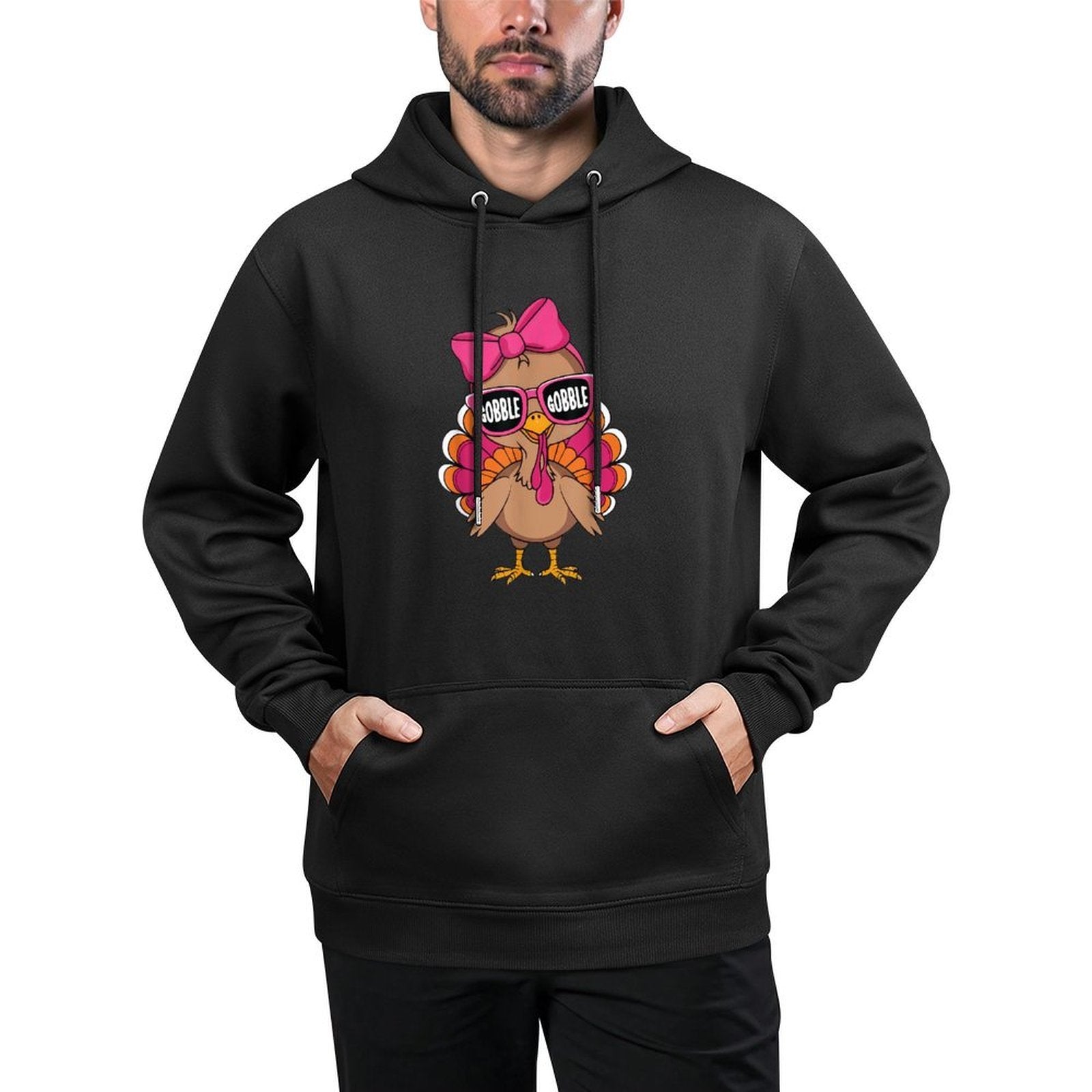 Gobble Turkey Day Happy Thanksgiving Toddlers Girls Kids Durable Construction Hoodie