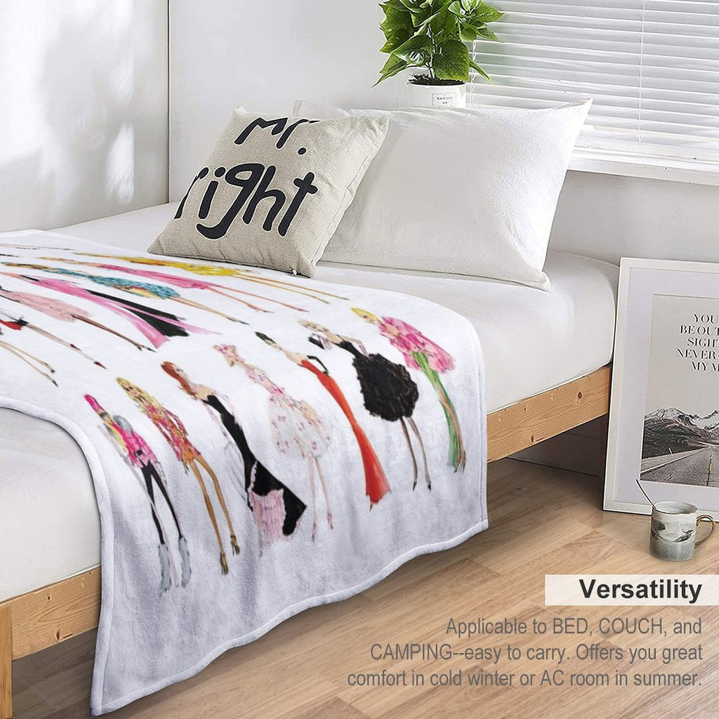 Vintage Doll Illustrations Eco-conscious Throw Blanket