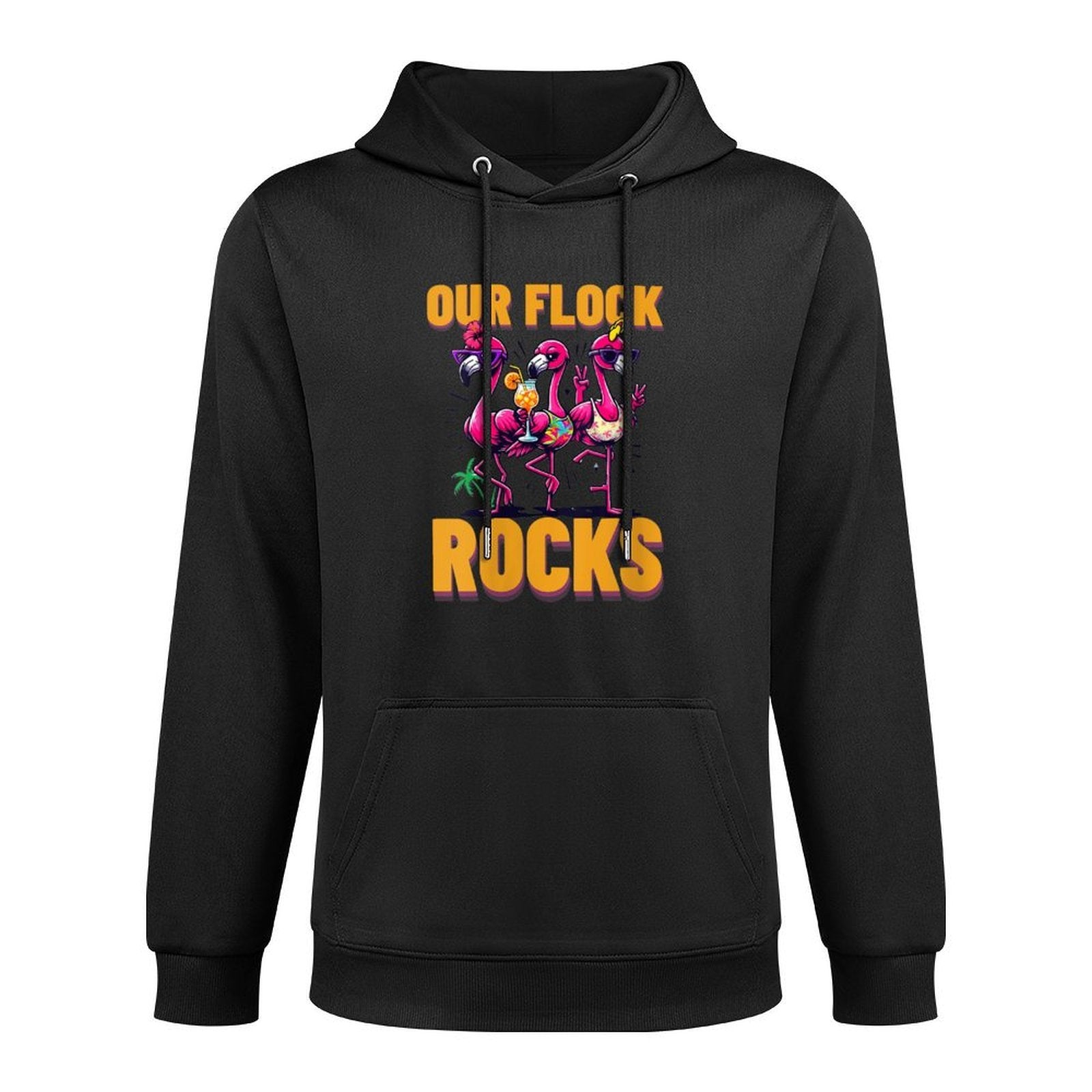 Womens Our Flock Rocks Flamingo Summer Vacation Family Matching Customizable Surface Hoodie