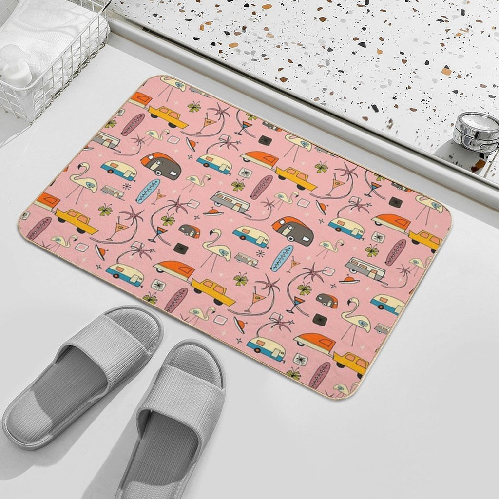 Vintage Kitsch Pink #midcentury  Absorbent Bath Mat