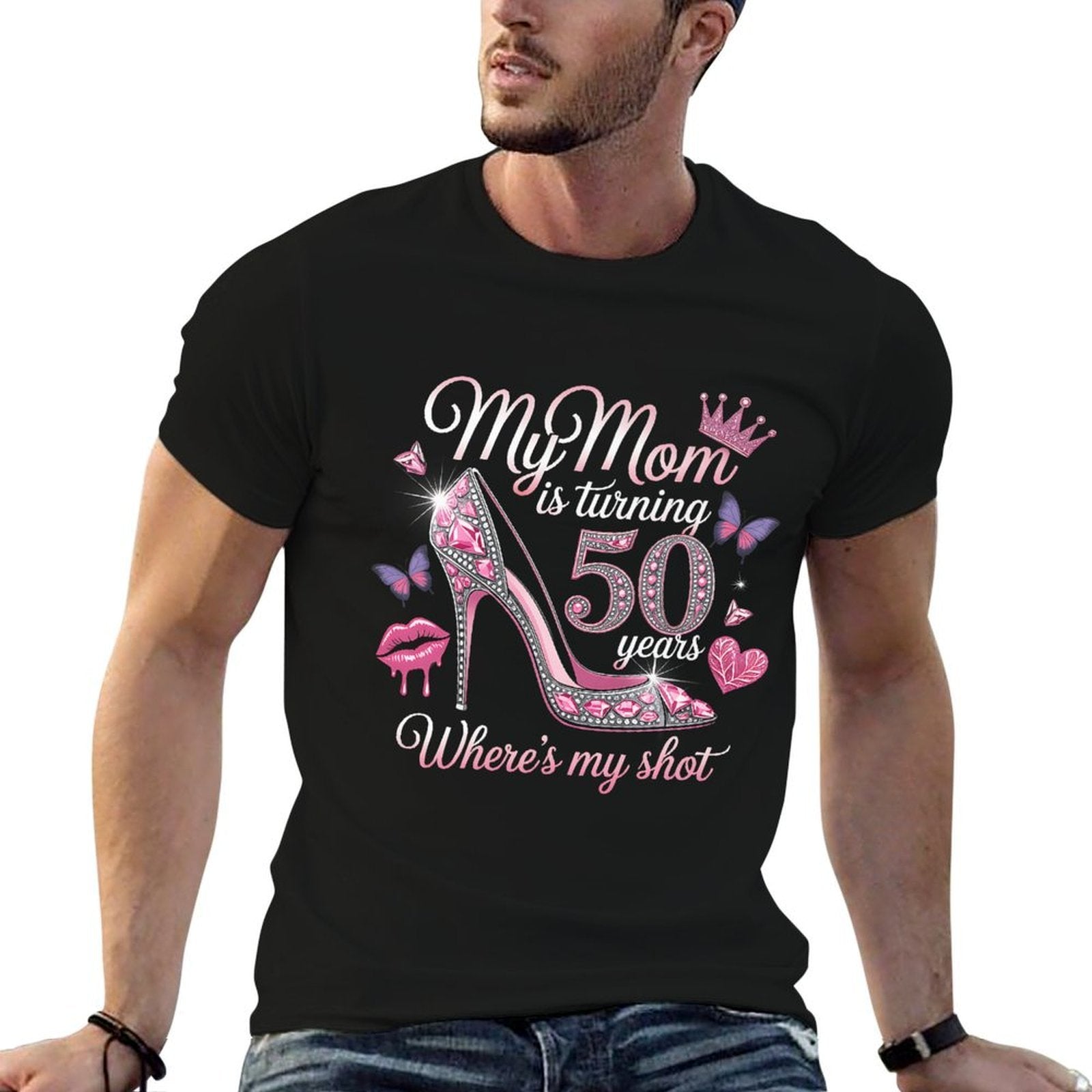 50th Birthday Gift Mom Turning Fifty Years Old Premium  Oversized Silhouette T-Shirt