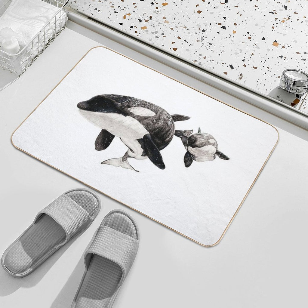 Katina And Taku The Killer Whales Drawing  Toxin-Free Bath Mat