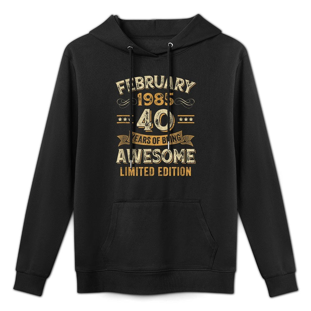 40 Years Awesome Vintage February 1985 40Th Birthday Medium-Weight Fabric Hoodie