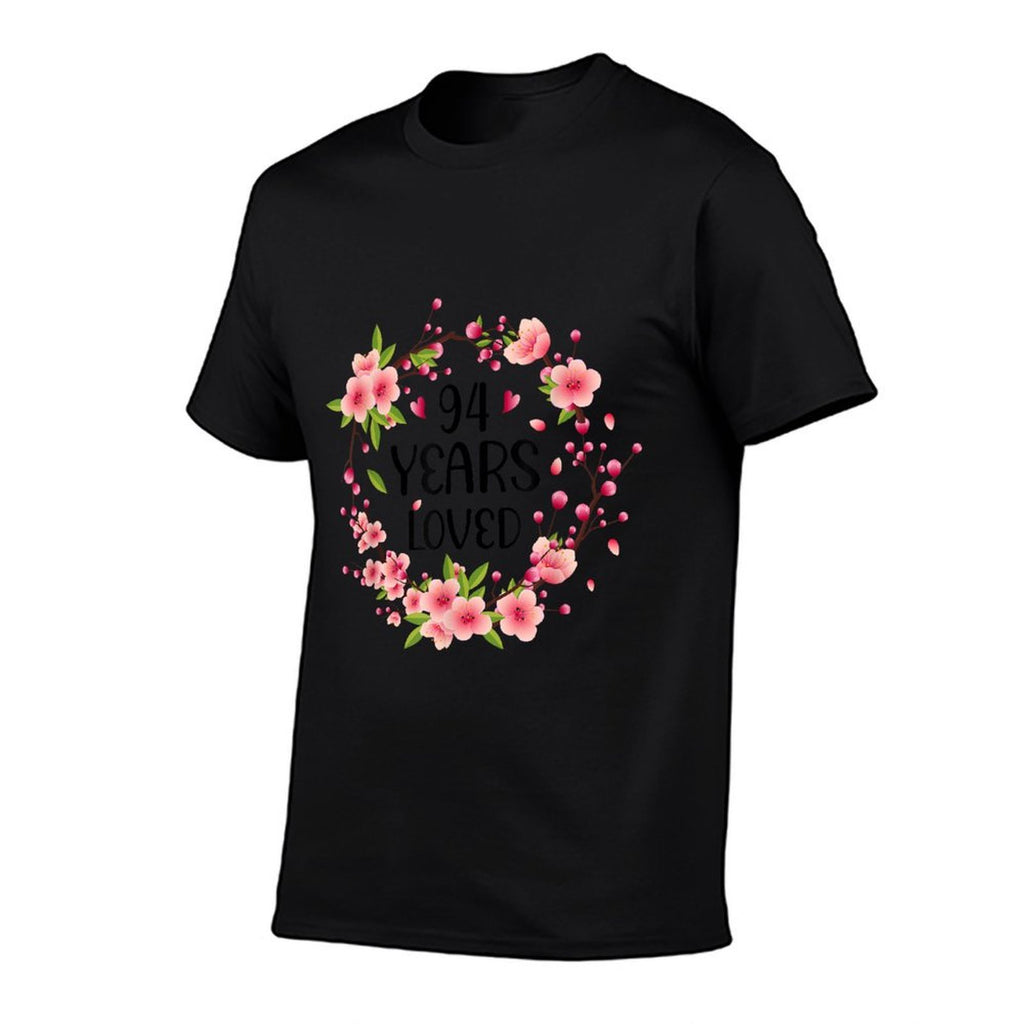 Floral 94 Years Old 94th Birthday Women 94 Years Loved  High-quality Stitching T-Shirt