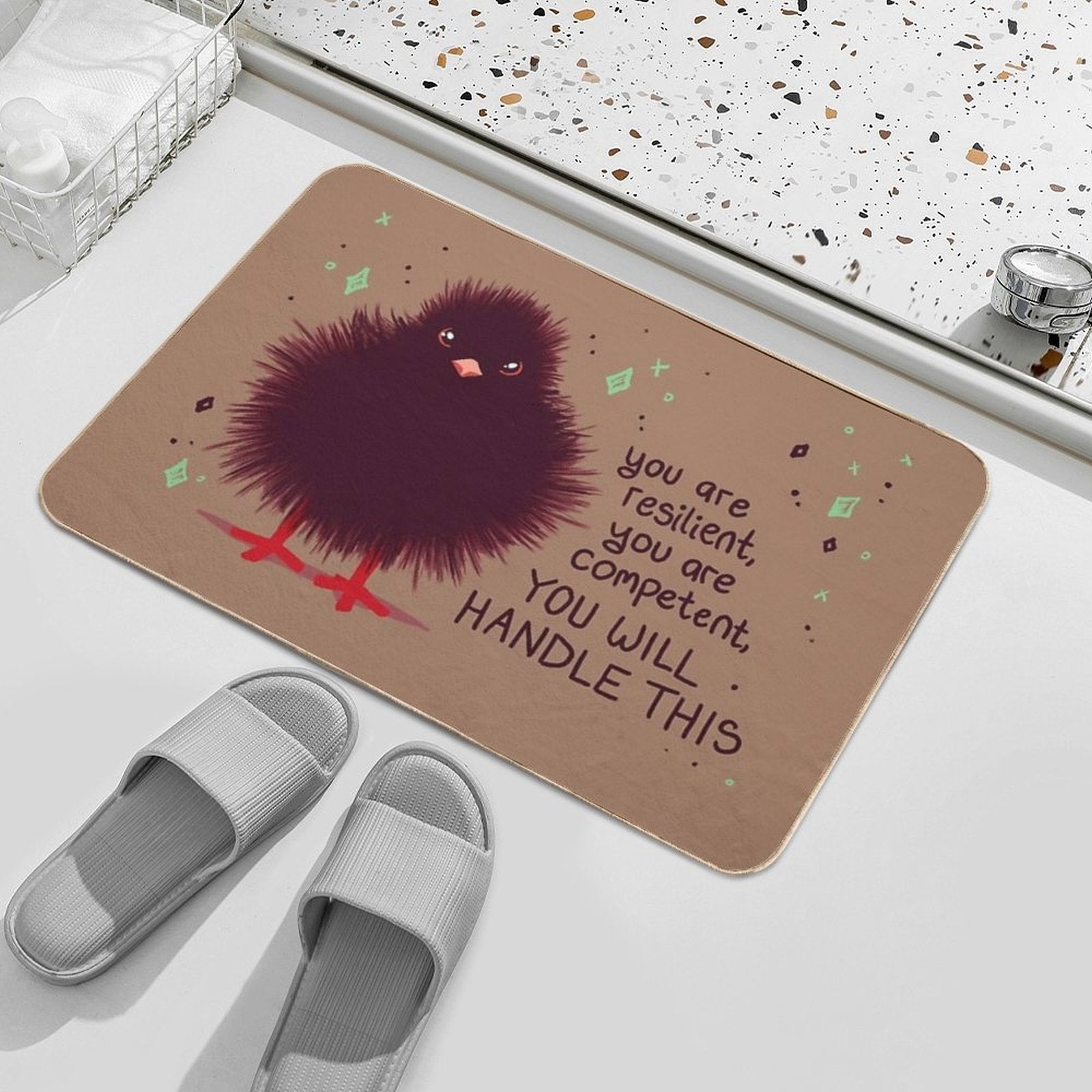 YOU WILL HANDLE THIS Baby Crow Fuzzbutt  Odorless Bath Mat