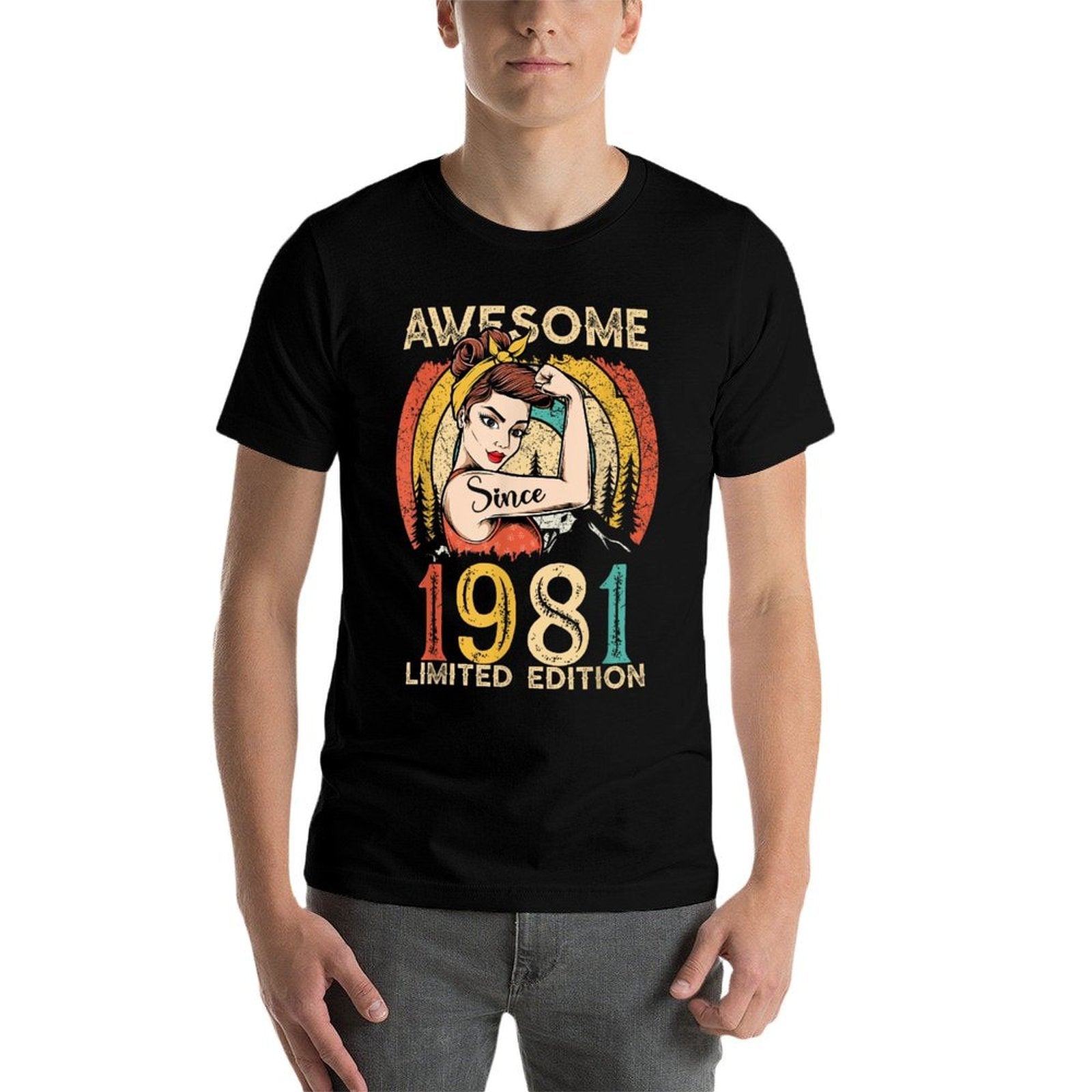 41th Birthday Shirts for Women, Vintage 1981 Limited Edition  Trendy Pattern T-Shirt