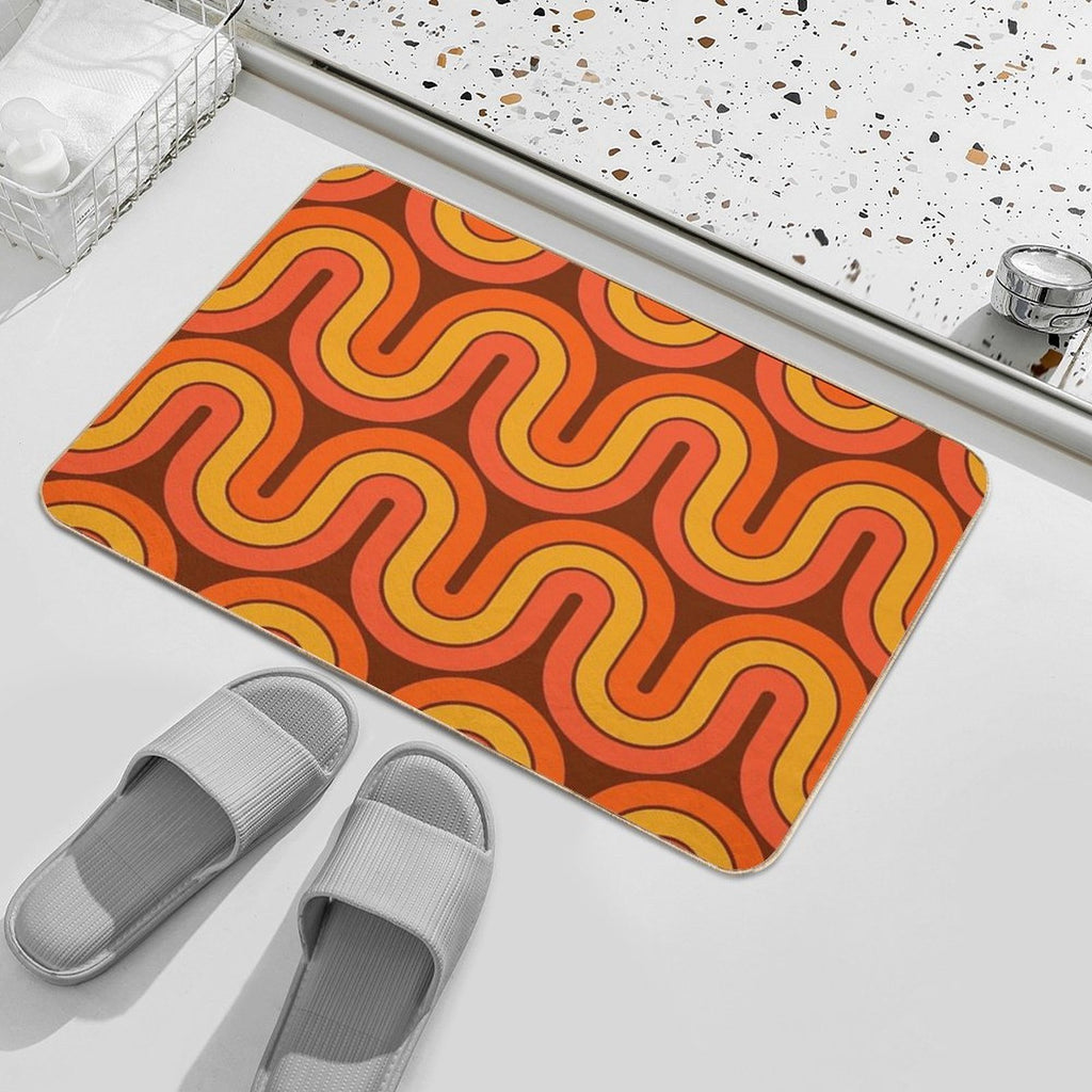 Retro Geometric Gradient Design  Anti-Trip Bath Mat