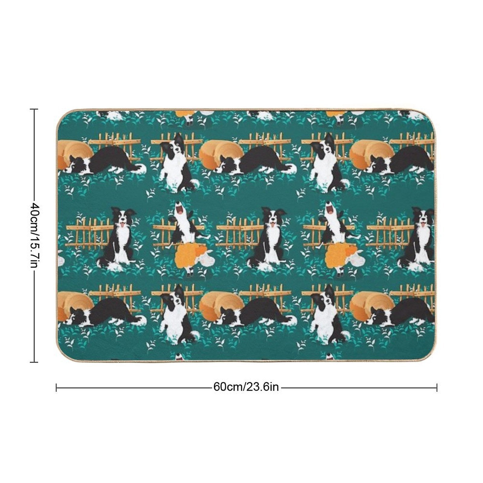 Border Collie Playing with Sheep  Repositionable Bath Mat