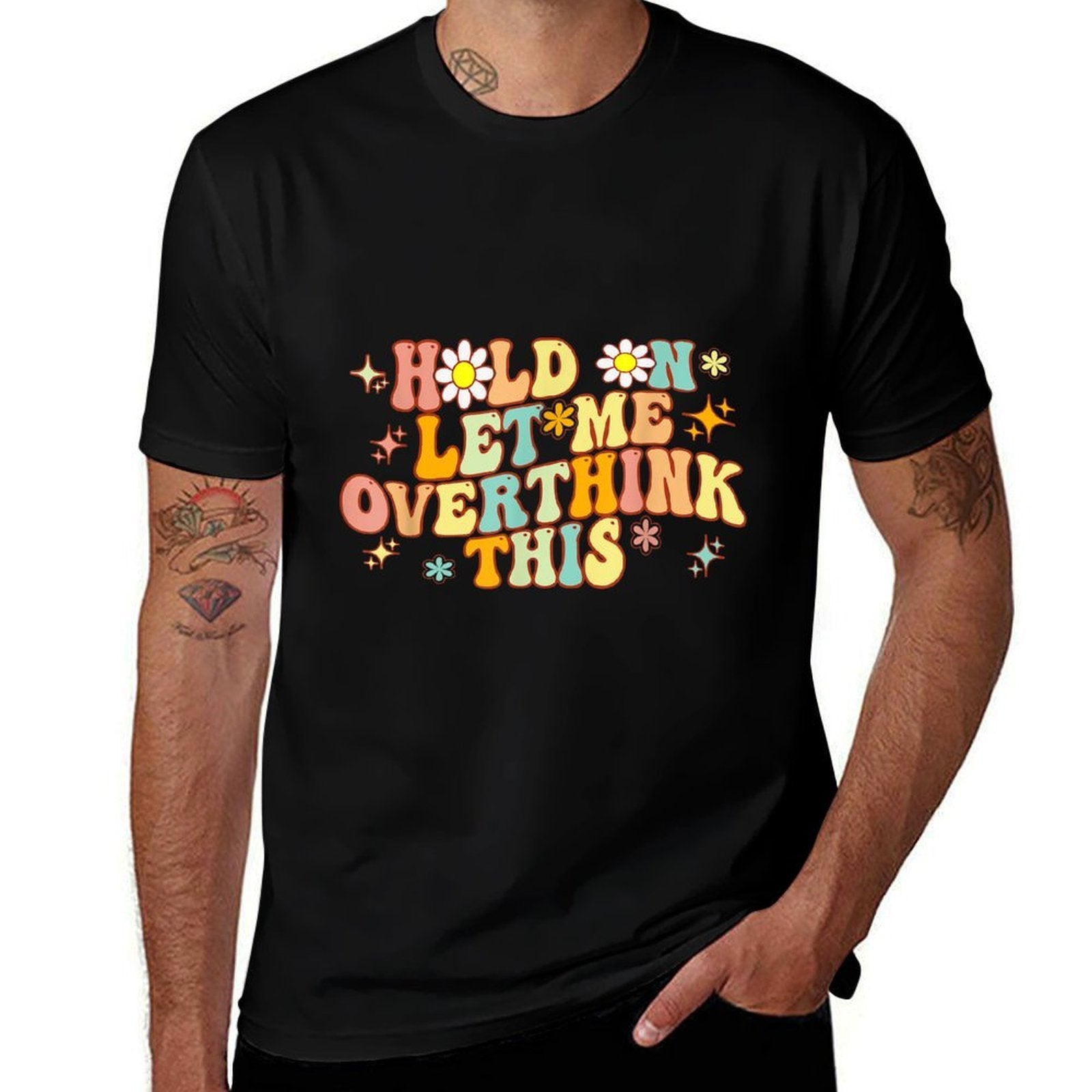 Groovy Hold on Let Me Overthink This Funny Mom Overthinking  Heathered Texture T-Shirt