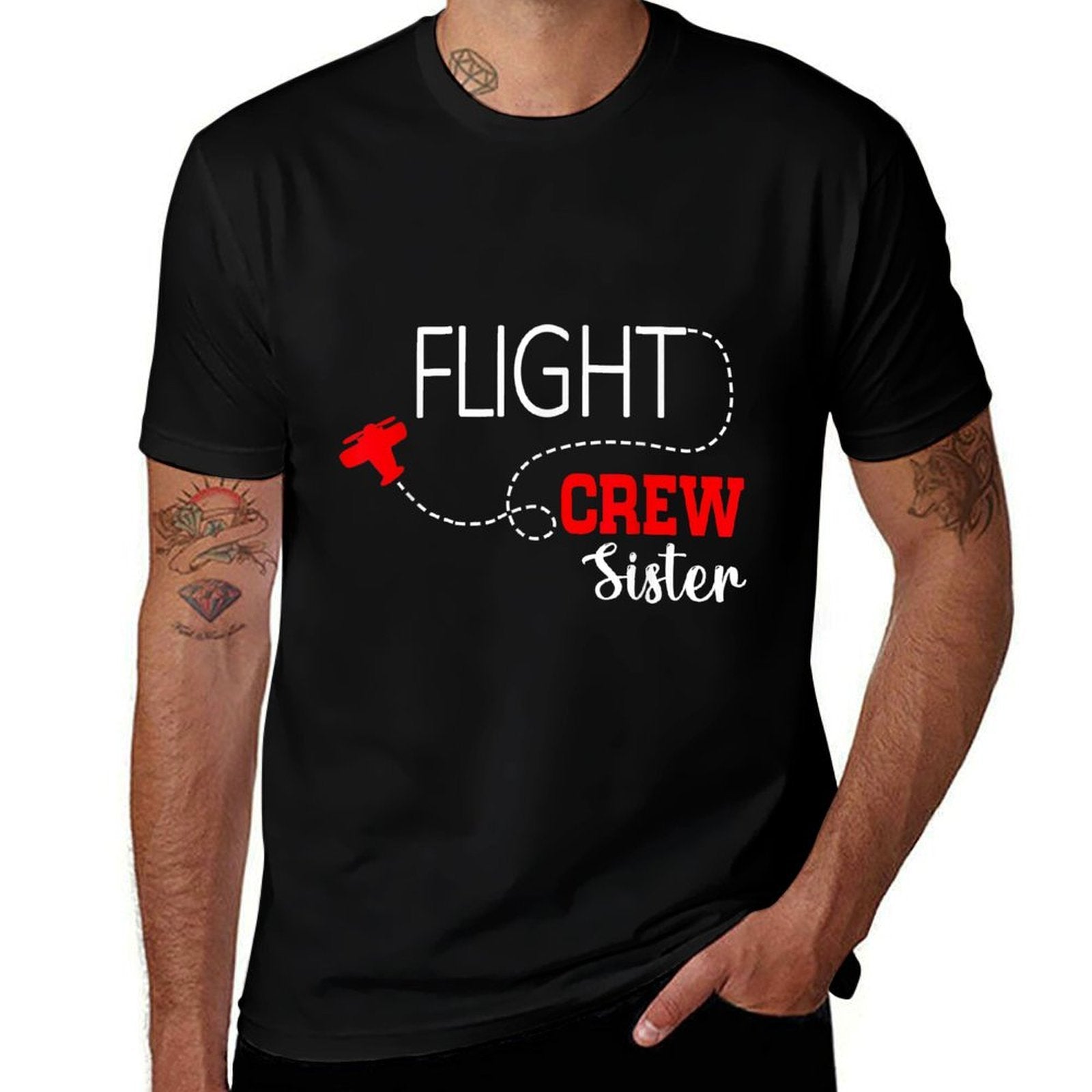 Flight Crew Airplane 1st Birthday Sister Airplane Family  Trendy Pattern T-Shirt