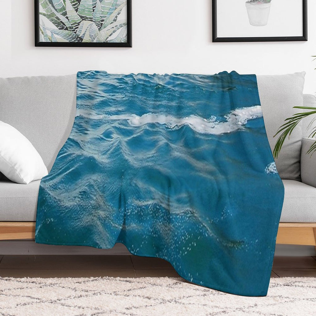 Healing Waters from Blue Ocean Waves And Ripples Shrink-resistant Throw Blanket