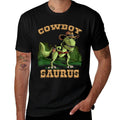 Cool Cowboy Saurus  Funny Western Rodeo Dinosaur Lover Gift  Ribbed Collar T-Shirt