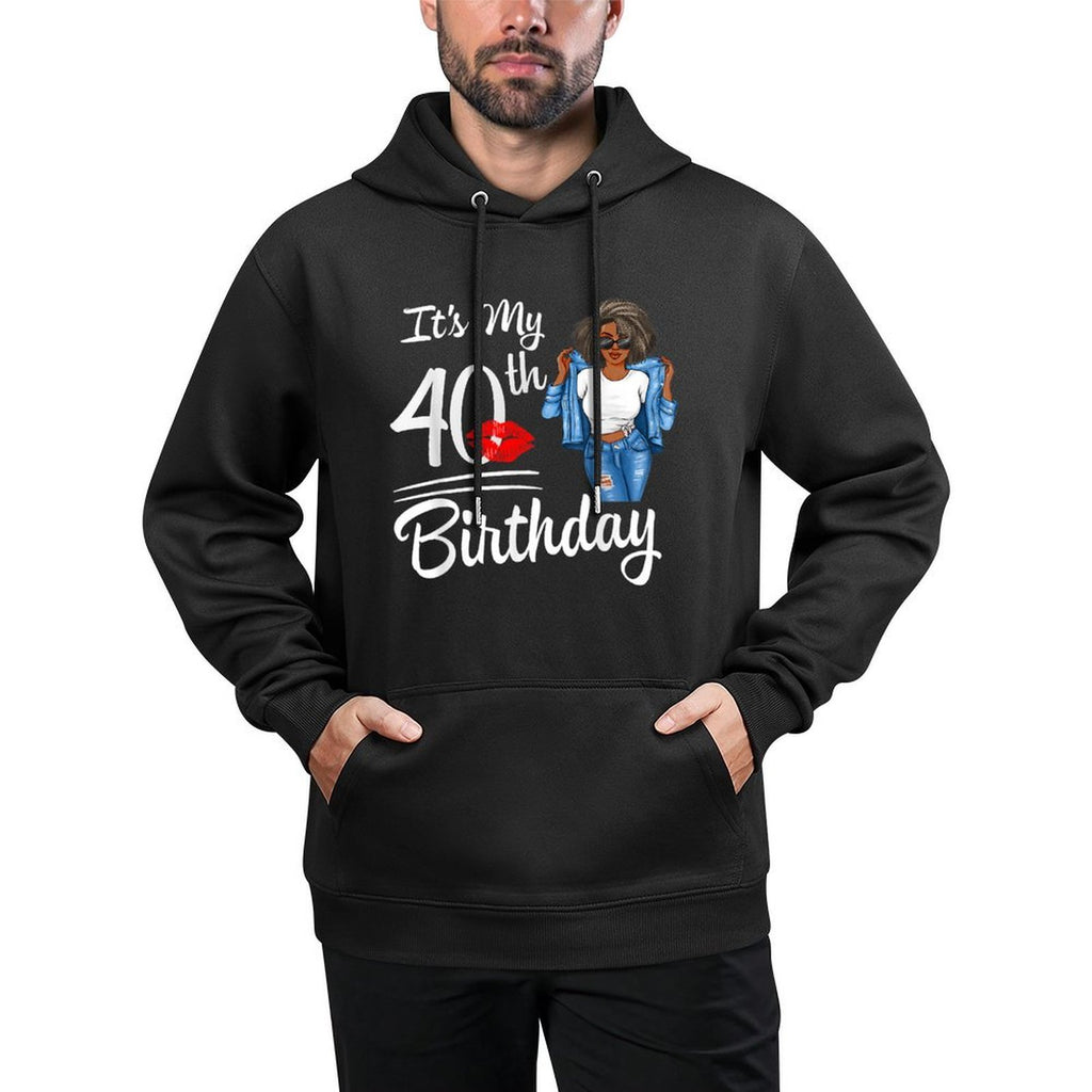 It's My 40th Birthday 40 Years Old Afro Black Melanin Women Breathable Fabric Hoodie