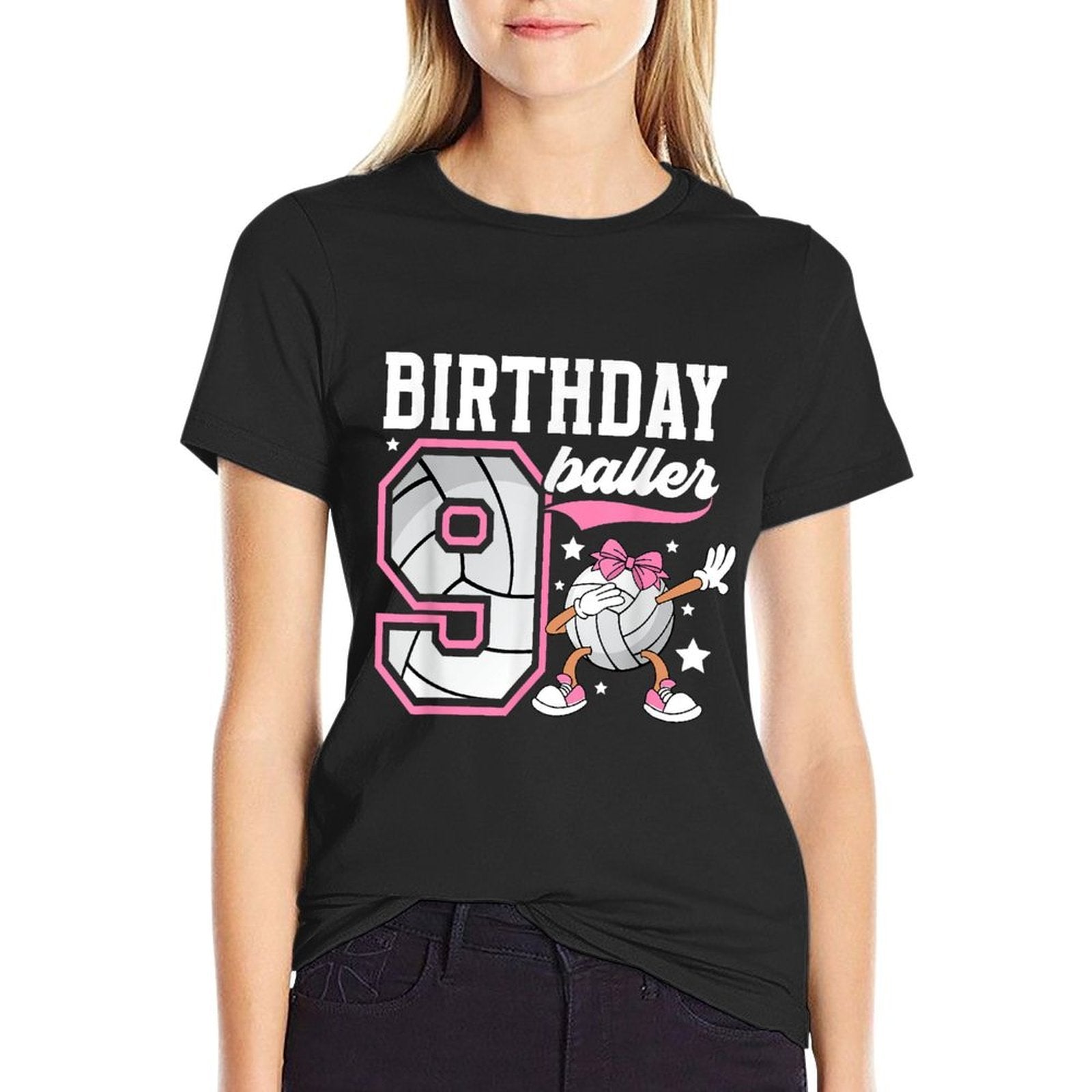 9th Birthday Volleyball Girl Nine Year Old Volleyball Player  Graphic-printed T-Shirt