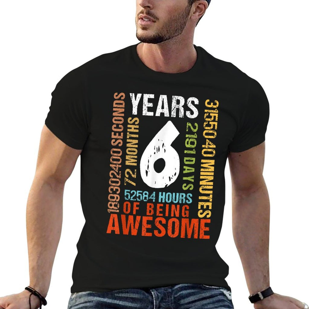 6th Birthday 6 Years Old Vintage Retro 72 Months Boys Girls  Lightweight T-Shirt