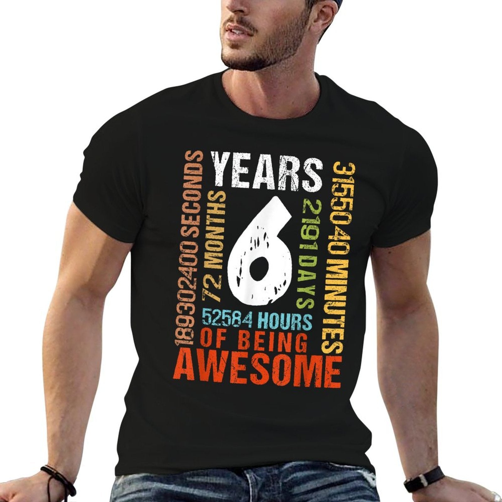 6th Birthday 6 Years Old Vintage Retro 72 Months Boys Girls  Lightweight T-Shirt