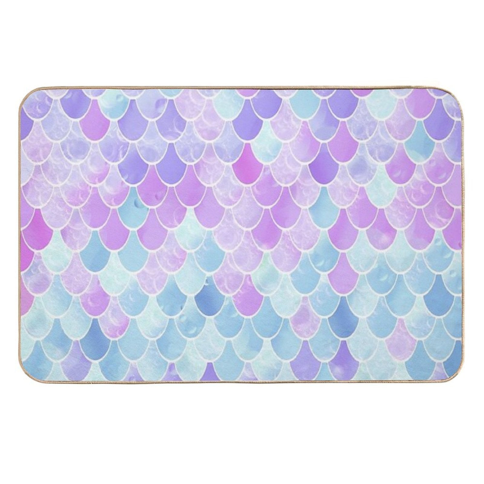 Cute Girls Mermaid Scales Pattern, Pink, Purple, Teal  Absorbent Bath Mat