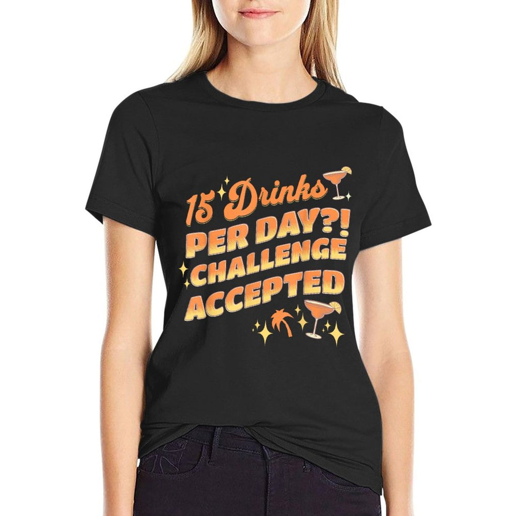 The Vacation Station Apparel Co. Funny Cruise Group Drink Package Challenge Accepted Black  Stretchy T-Shirt