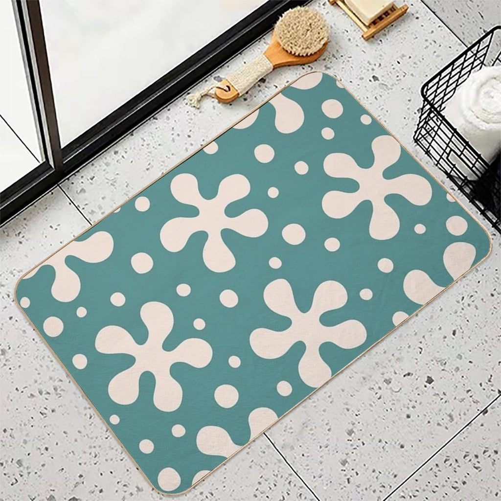 Pretty Mid Century Modern Floral Pattern 843  Absorbent Bath Mat
