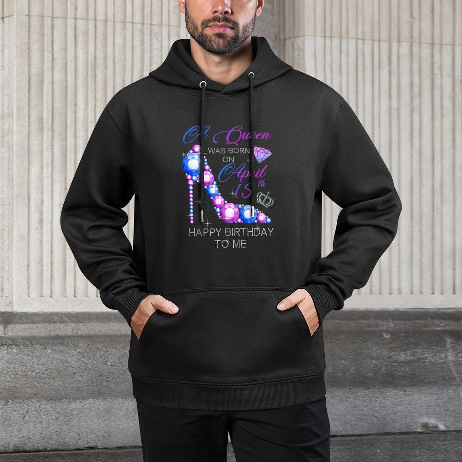 Womens Women Gifts A Queen Was Born On April 15th Birthday Pumps Medium-Weight Fabric Hoodie