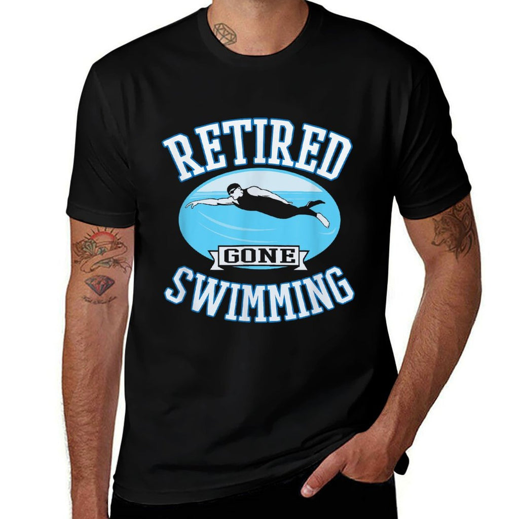 Retired Gone Swimming Retirement Gift For Swimmers  Summer-ready Fabric T-Shirt