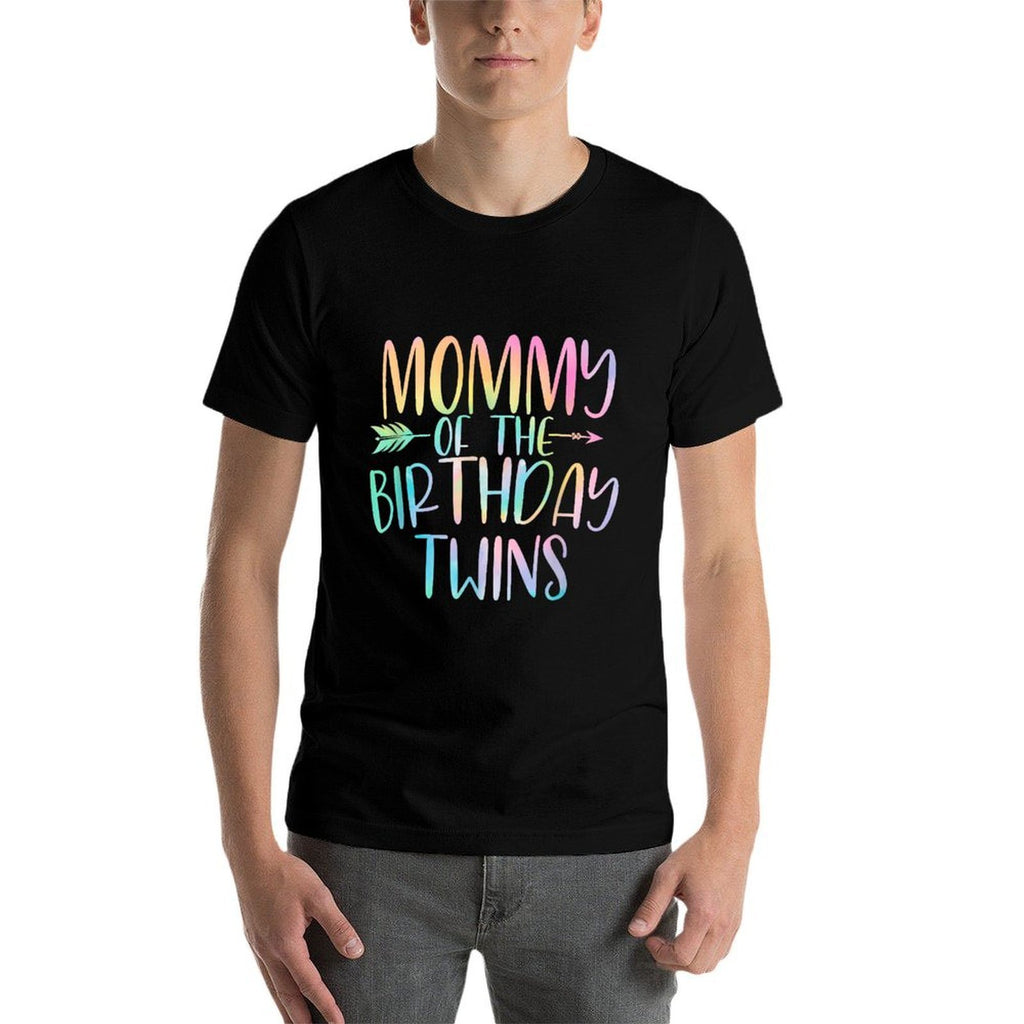 Mom of The Birthday Twins Girl Tie Dye Colorful Bday  Polyester Blend T-Shirt