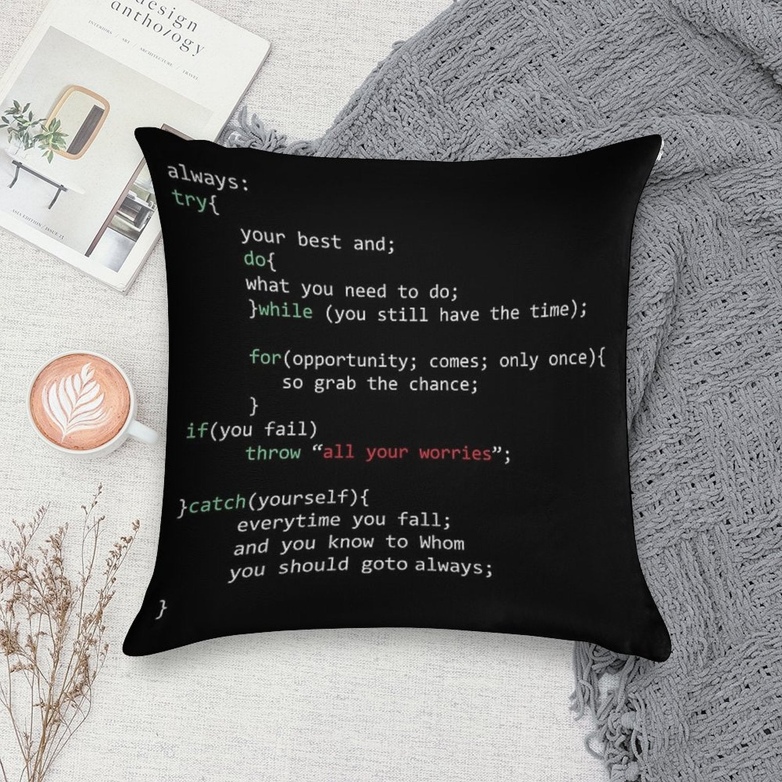 Geek Coder Soft Washable Throw Pillow