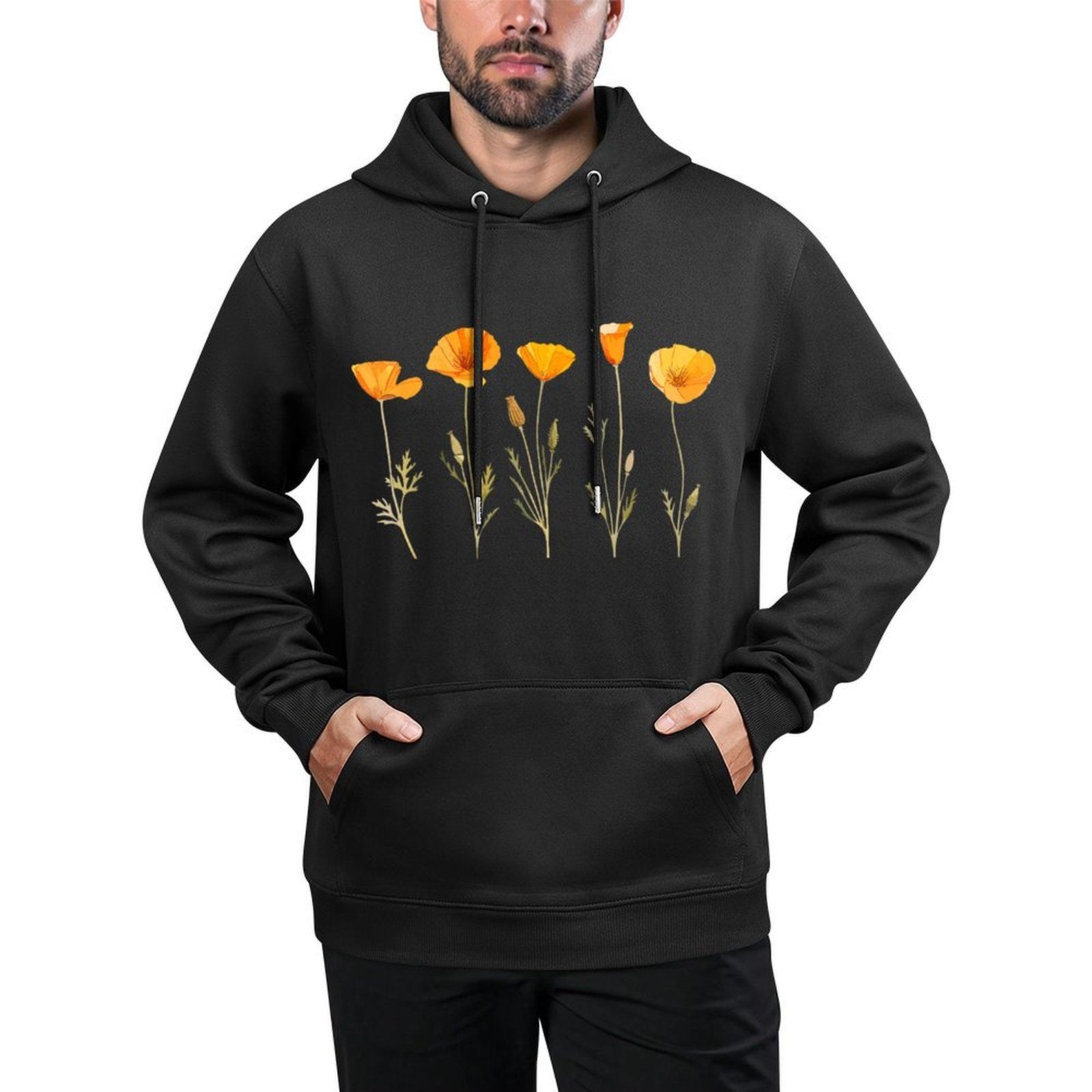 Vintage California Poppy Flower Durable Construction Hoodie