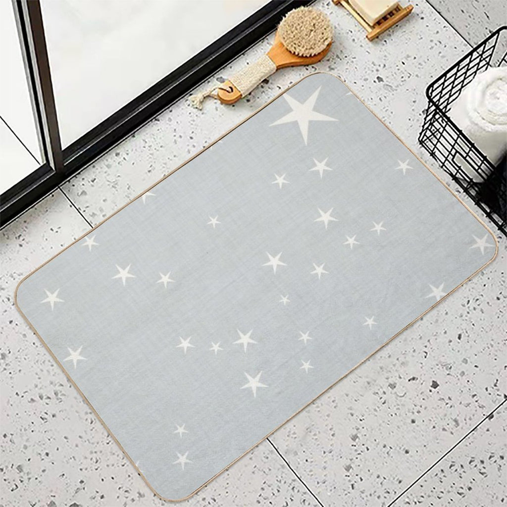 Grey Star with Fabric Texture - Narwhal Collection  Dirt-Trapping Bath Mat