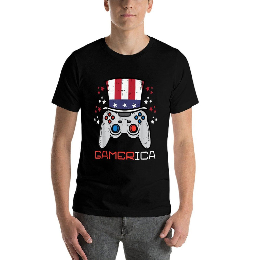 Gamer Controller American Gamerica 4th Of July Boys Men  Easy-care T-Shirt