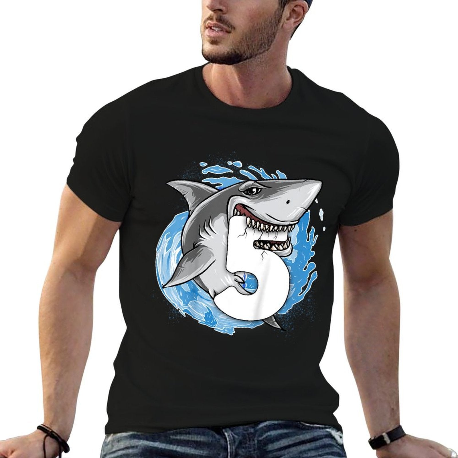 Kids Shark 5th Birthday Boy 5 Year Old Shark Theme Party 5 Shark  Vintage-inspired T-Shirt