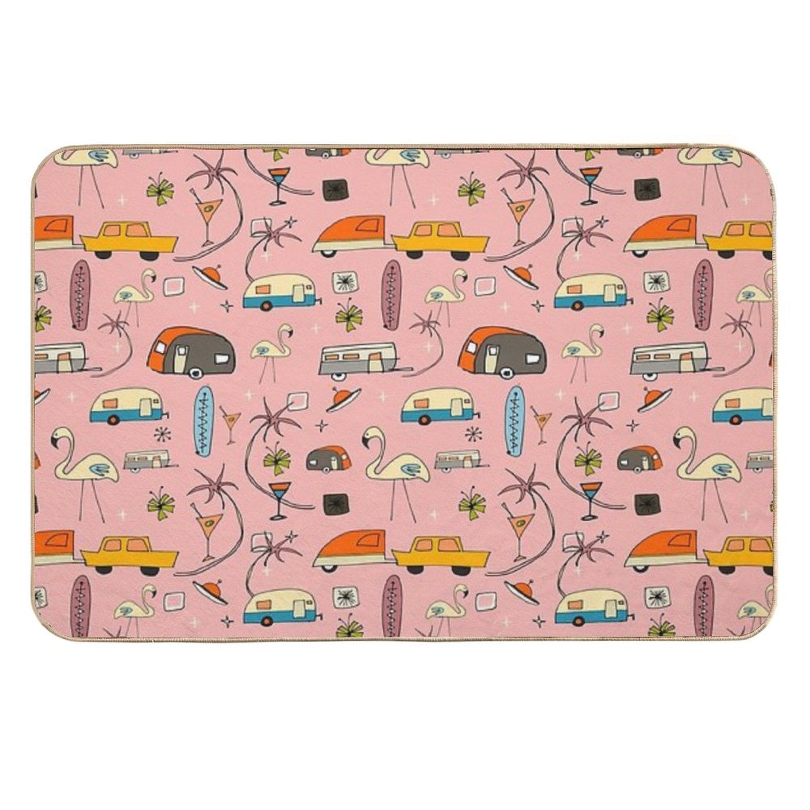Vintage Kitsch Pink #midcentury  Absorbent Bath Mat