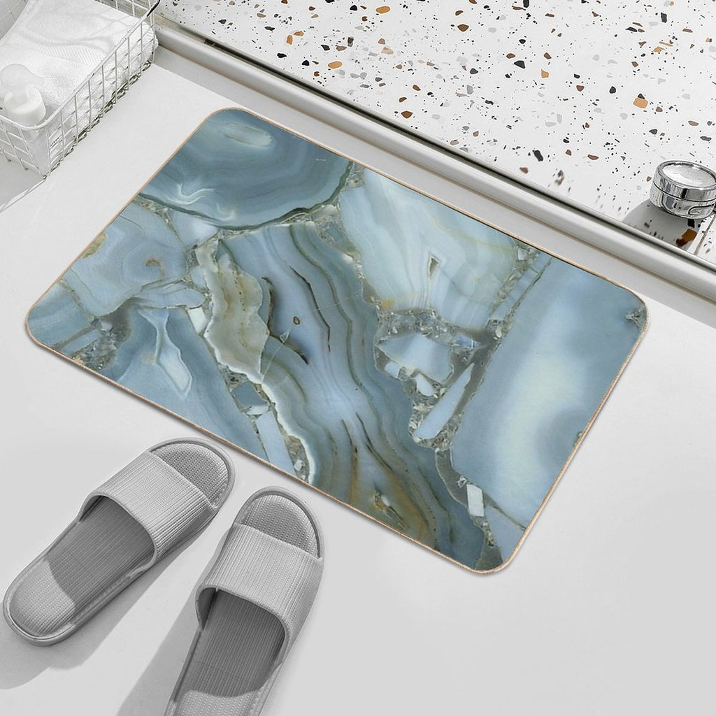 Preppy Minimalist Grey Slate Blue Marble  Stain-Proof Bath Mat