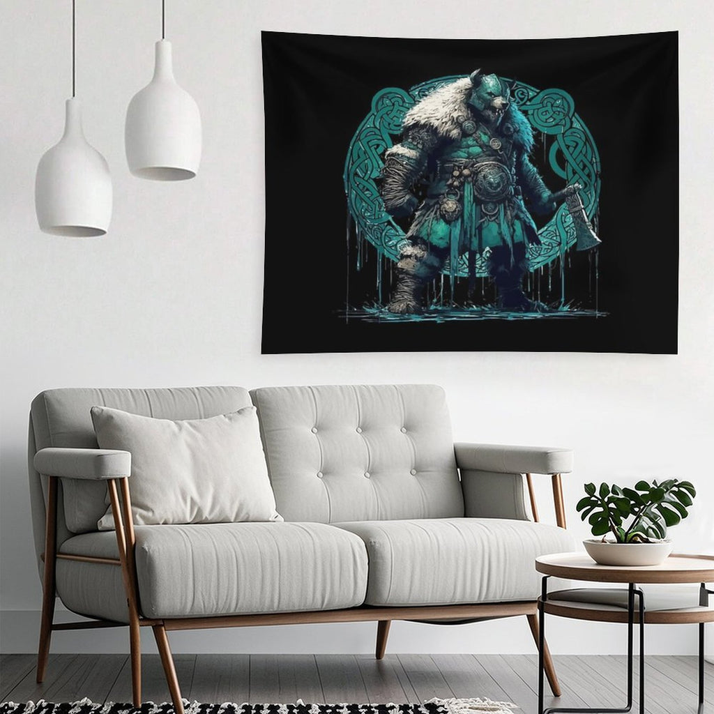 Viking Warrior Bear Knotwork Tapestry