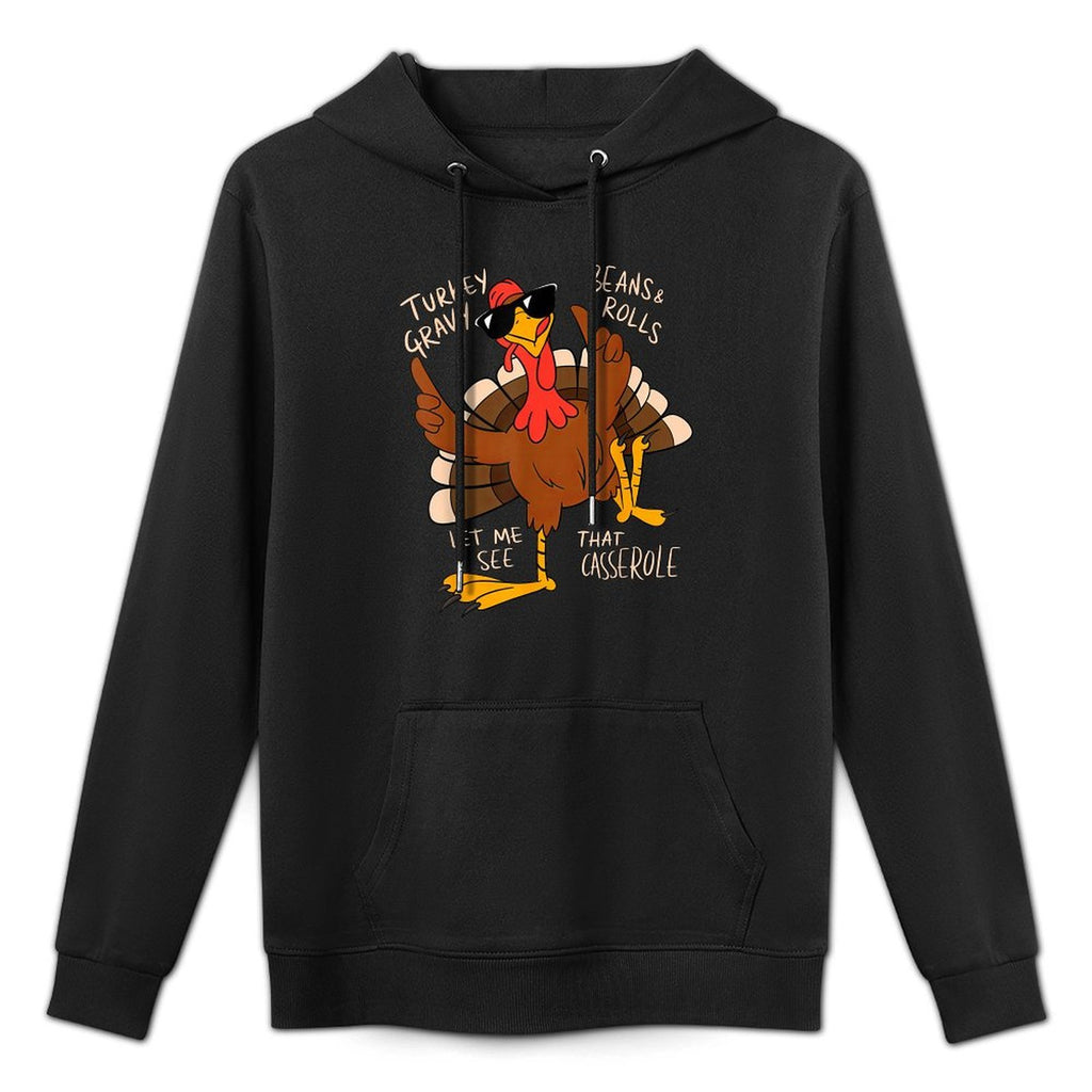 Turkey Gravy Beans And Rolls Casserole Funny Thanksgiving Kangaroo Pocket Hoodie