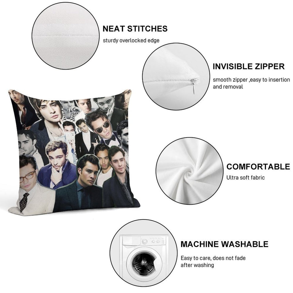 Ed Westwick Collage Soft Luxury Feel Throw Pillow
