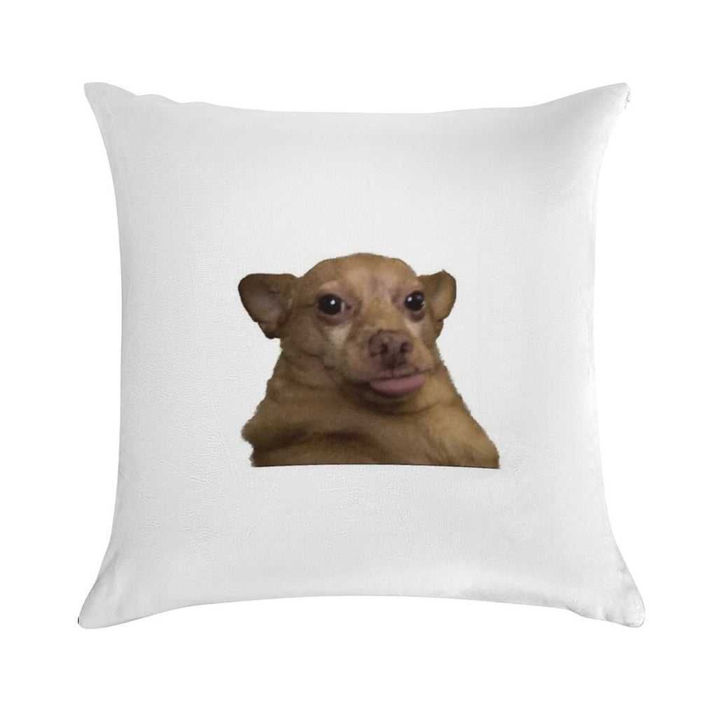 Blep Dog Soft Hidden Zipper Throw Pillow