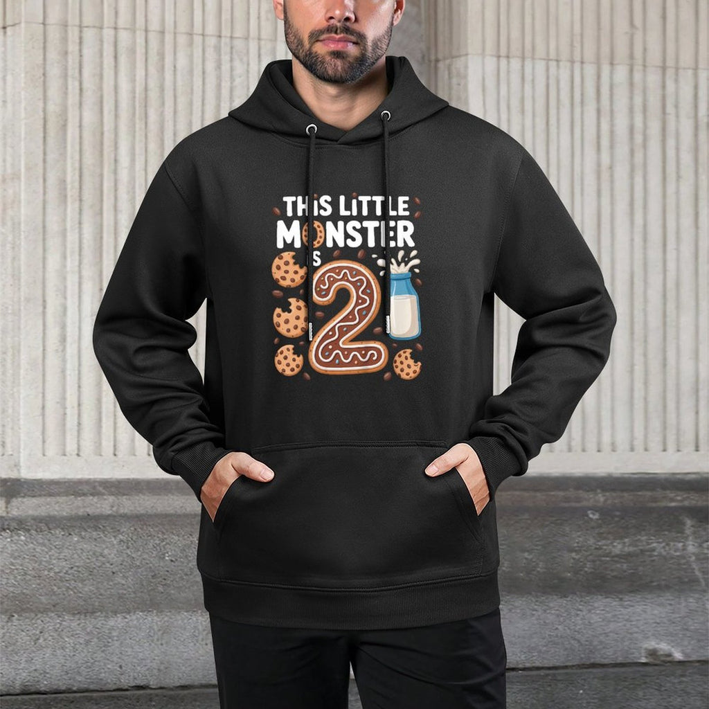 Kids This Cute Monster Is 2 Cute Cookie 1st Birthday Kangaroo Pocket Hoodie