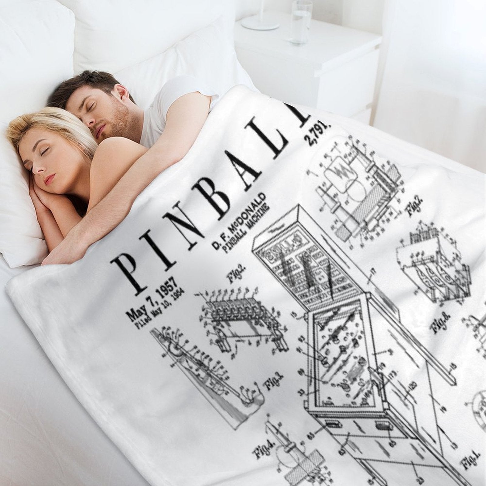 Pinball Arcade Gaming Machine Vintage Gamer Patent Print Premium Throw Blanket