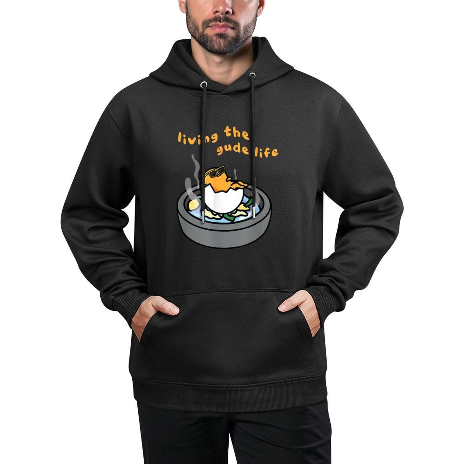 Living The Gude Life Ramen Featuring Gudetama Medium-Weight Fabric Hoodie