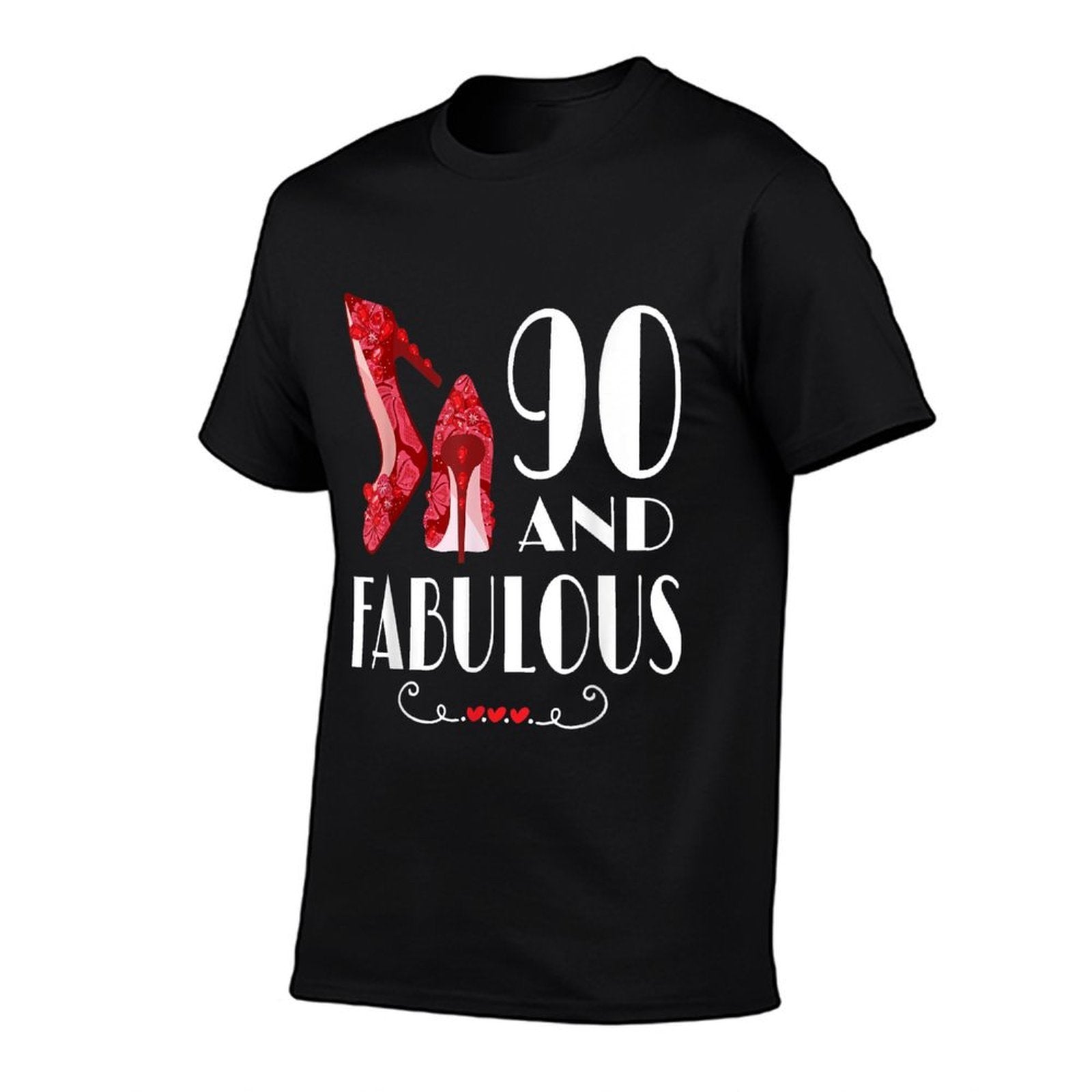 90th Birthday Im 90 And Fabulous  Ribbed Collar T-Shirt