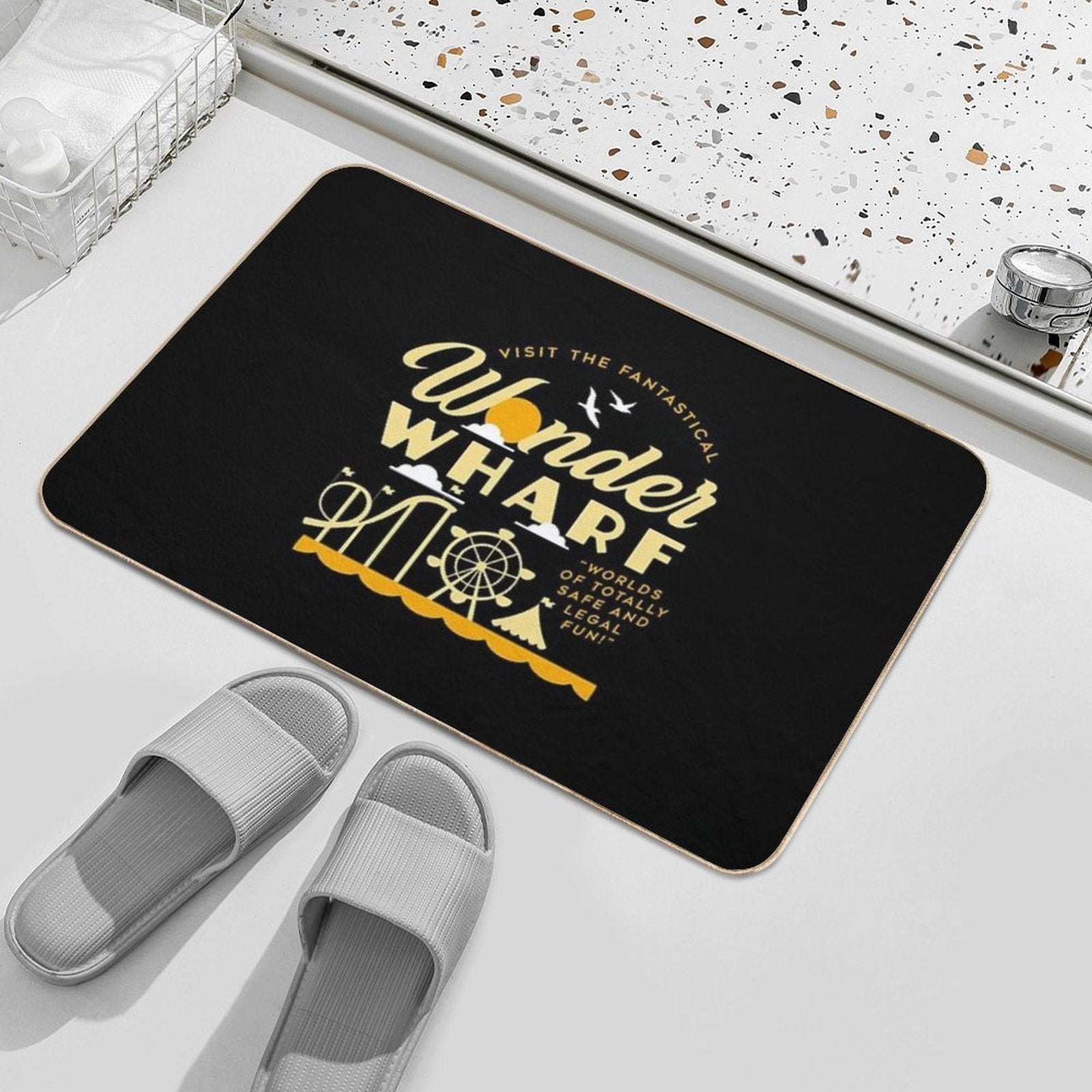Retro Wonder Wharf  Non-Slip Bath Mat