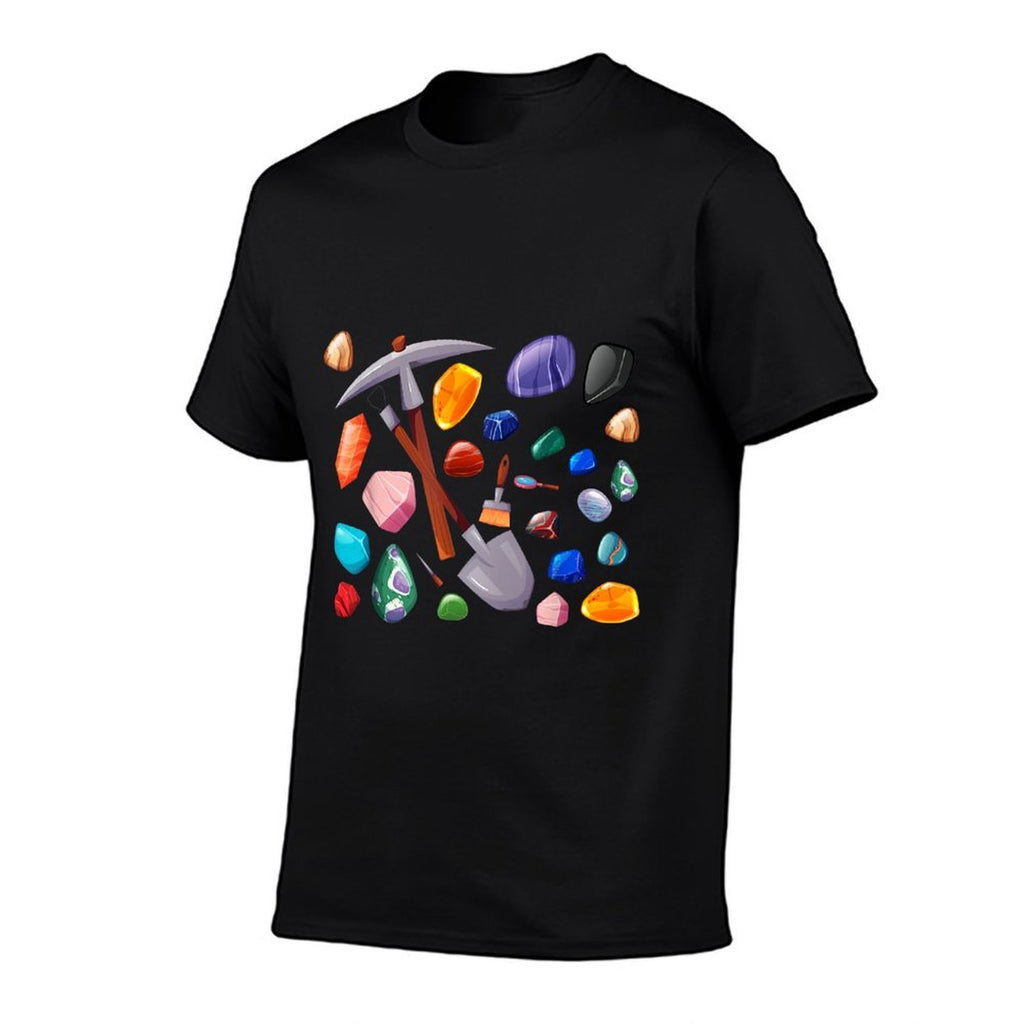 Crystals Minerals Hobby Geologist Gemstone Quotes Mining Tools Graphic Funny Science Gem Hunters Scientists, Small, Black  Easy-care T-Shirt