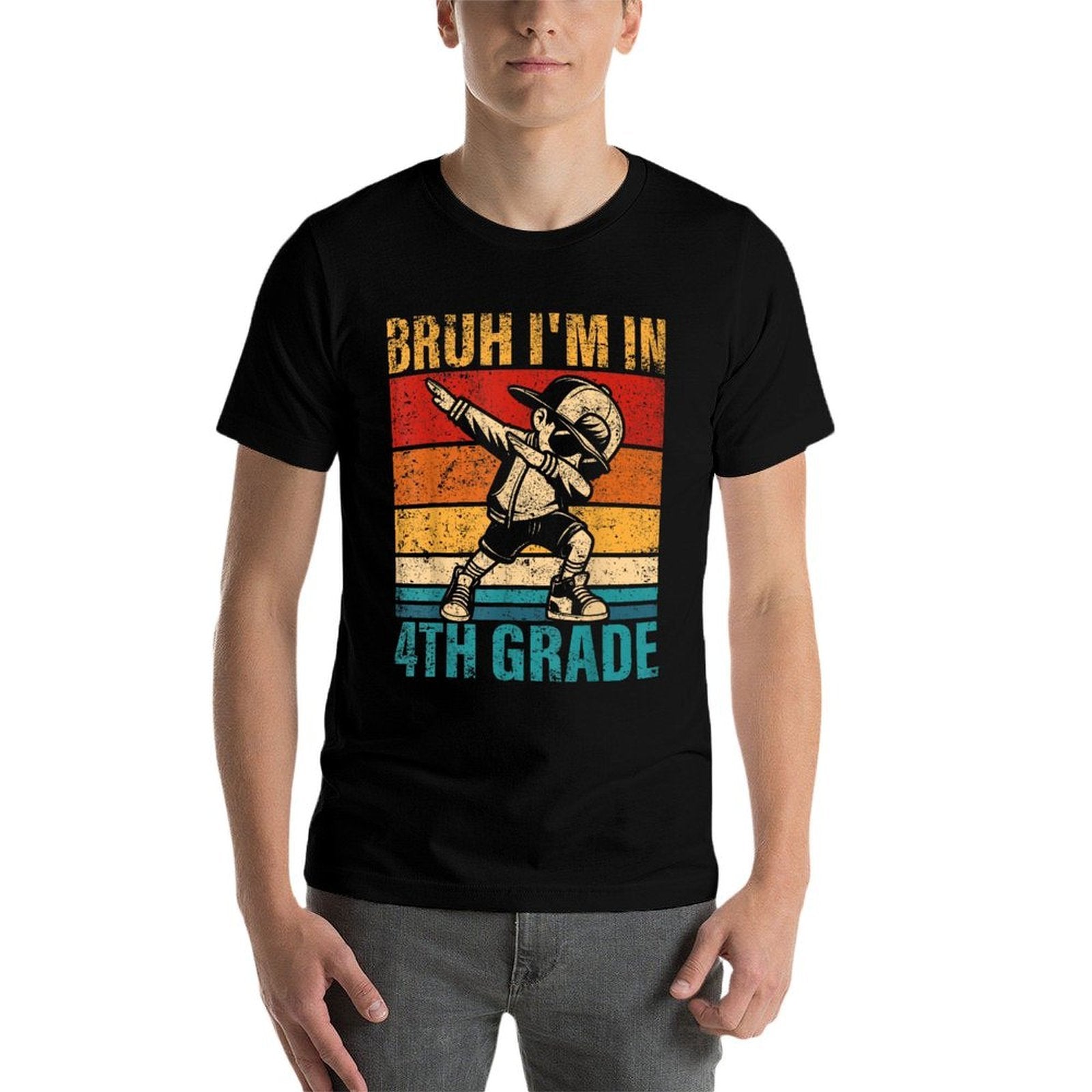 Fourth Grade Dabbing Boy Bruh Im in 4th Grade Student  Wrinkle-resistant T-Shirt