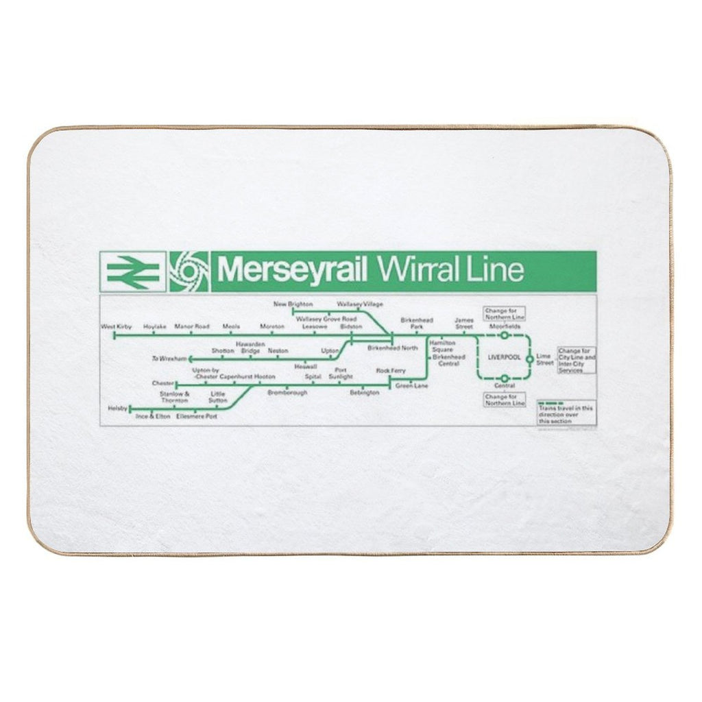 Merseyrail Wirral Line Carriage Map 1978  Dirt-Trapping Bath Mat