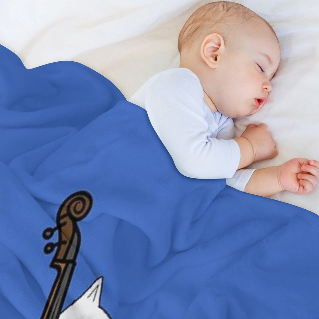 Cute Cat Double Bass Player For Double Bass Player And Classical Musician As A Double Bass Velvety-soft Throw Blanket